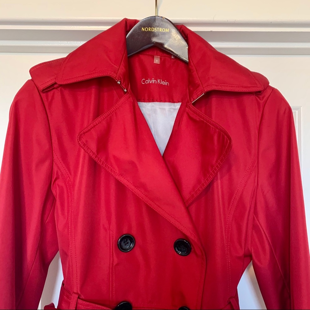 Red Trench Rain Coat